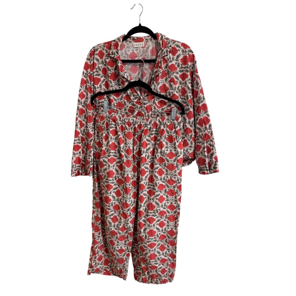 RHODE Berto Pajama Set Garden of Dreams Floral Sz M 100% Cotton Top and Pants